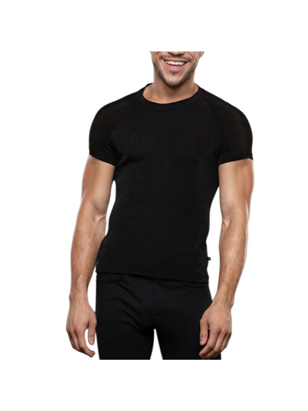 Andrew Christian Sensual Rib Ragland Tee Large Black